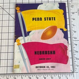 1951 Penn State vs Nebraska Football Program Band Day Camel Cigarette Ad Vintage